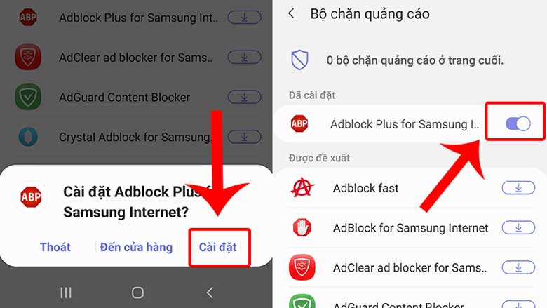 Tắt quảng cáo trên điện thoại samsung