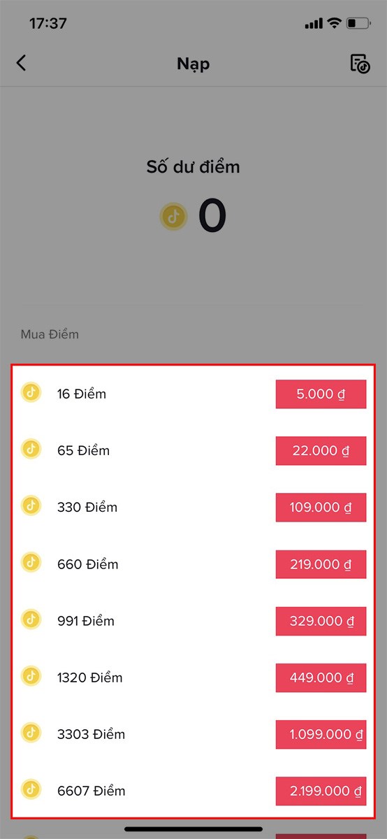 Nạp xu tiktok bằng thẻ điện thoại